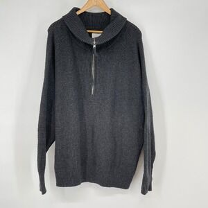 Aerie Gray Waffle Knit Mock Neck Zipper Pullover Sweater Women's Large Cozy